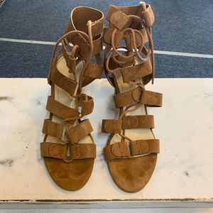Marc Fisher Tan Suede Gladiator Lace-Up Sandals